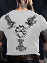 Herren Viking Style Odin Ravens & Vegvisir Bedrucktes T-Shirt zartstils